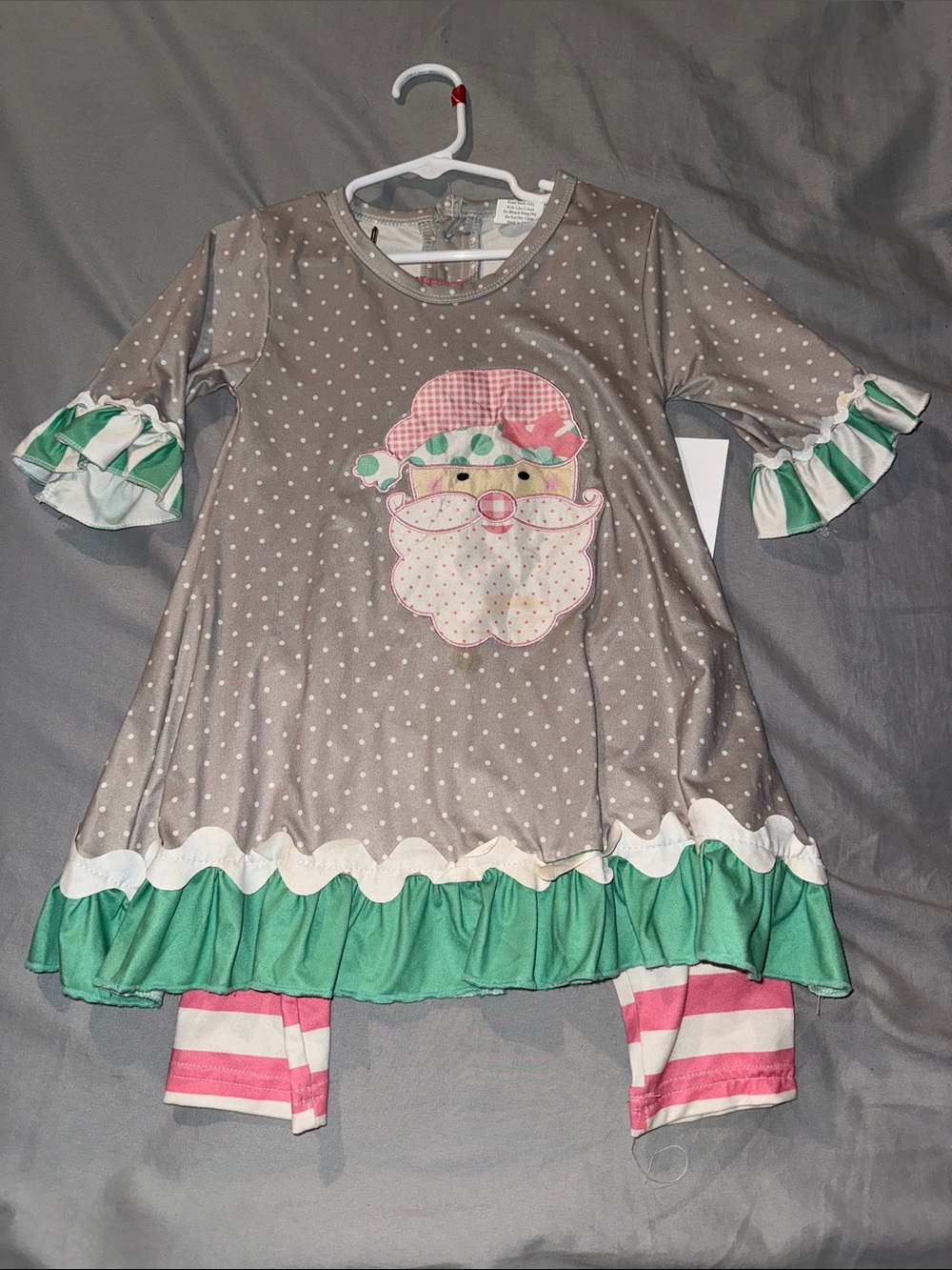 Girls' Gray and Green Santa set